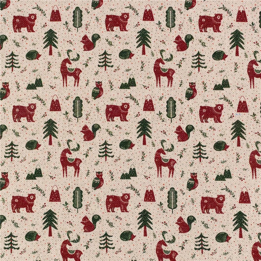 Cotone Effetto Lino Country Xmas