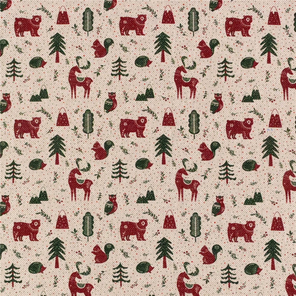 Cotone Effetto Lino Country Xmas