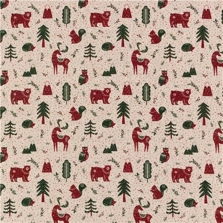 Cotone Effetto Lino Country Xmas