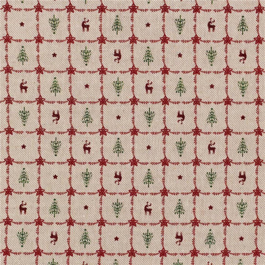 Cotone Effetto Lino Country Xmas