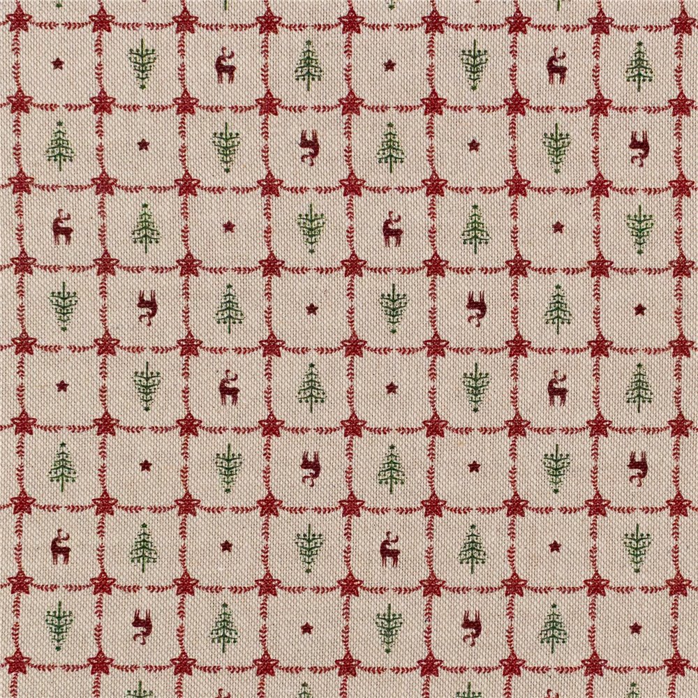 Cotone Effetto Lino Country Xmas