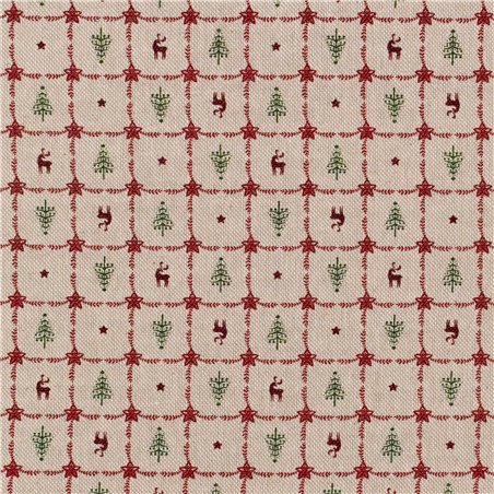 Cotone Effetto Lino Country Xmas